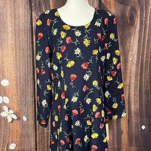 1980s Navy Floral Dress by Positive Attitude
